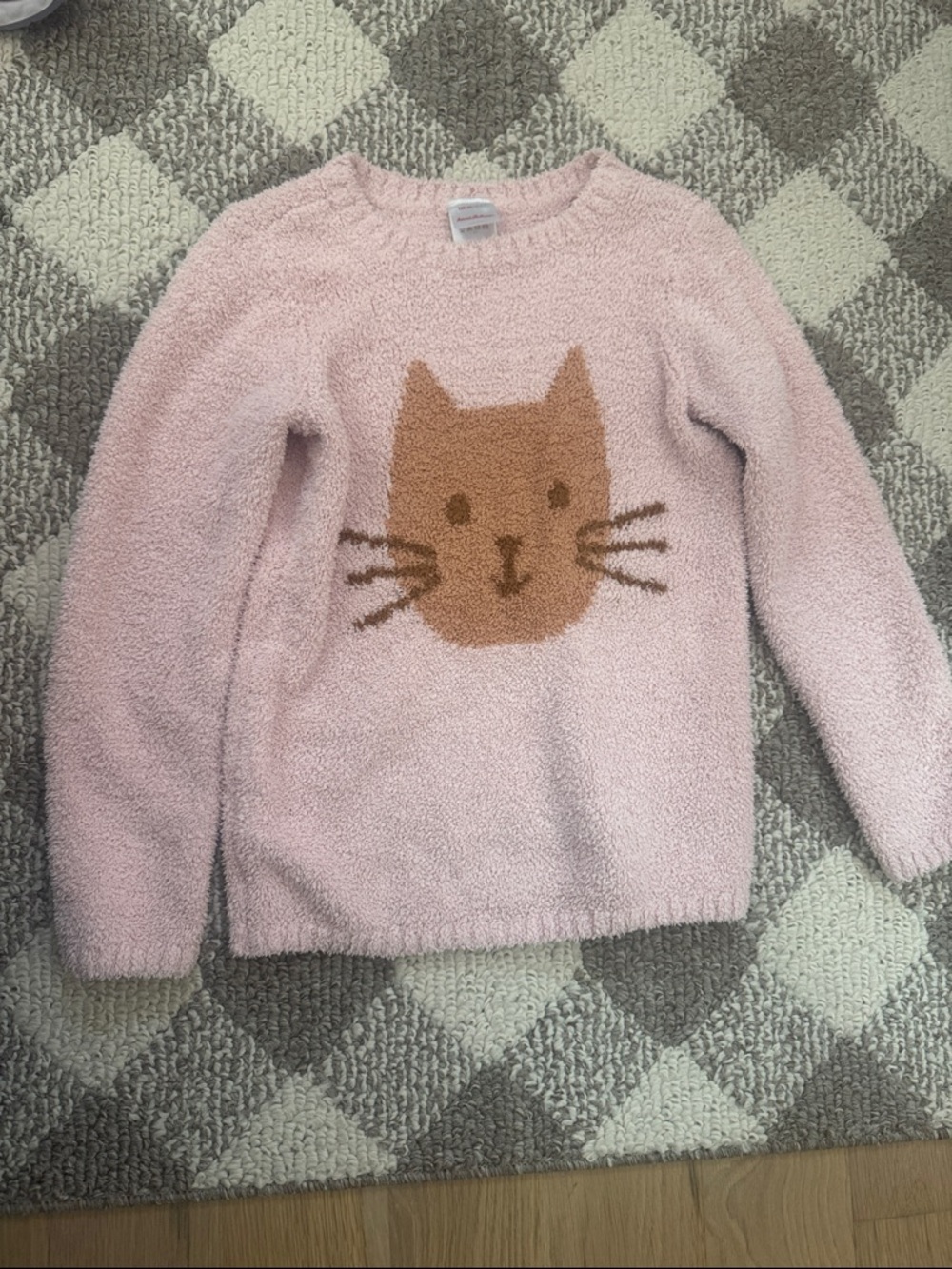 Hannah Andersson Cozy Pink Fuzzy Cat Sweater 6-7